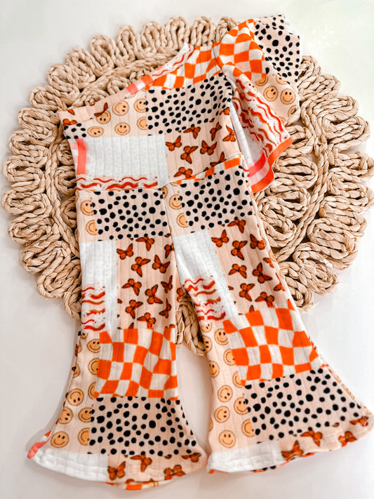 One Shoulder Flutter Sleeve Flare Romper- Thanksgiving Drop