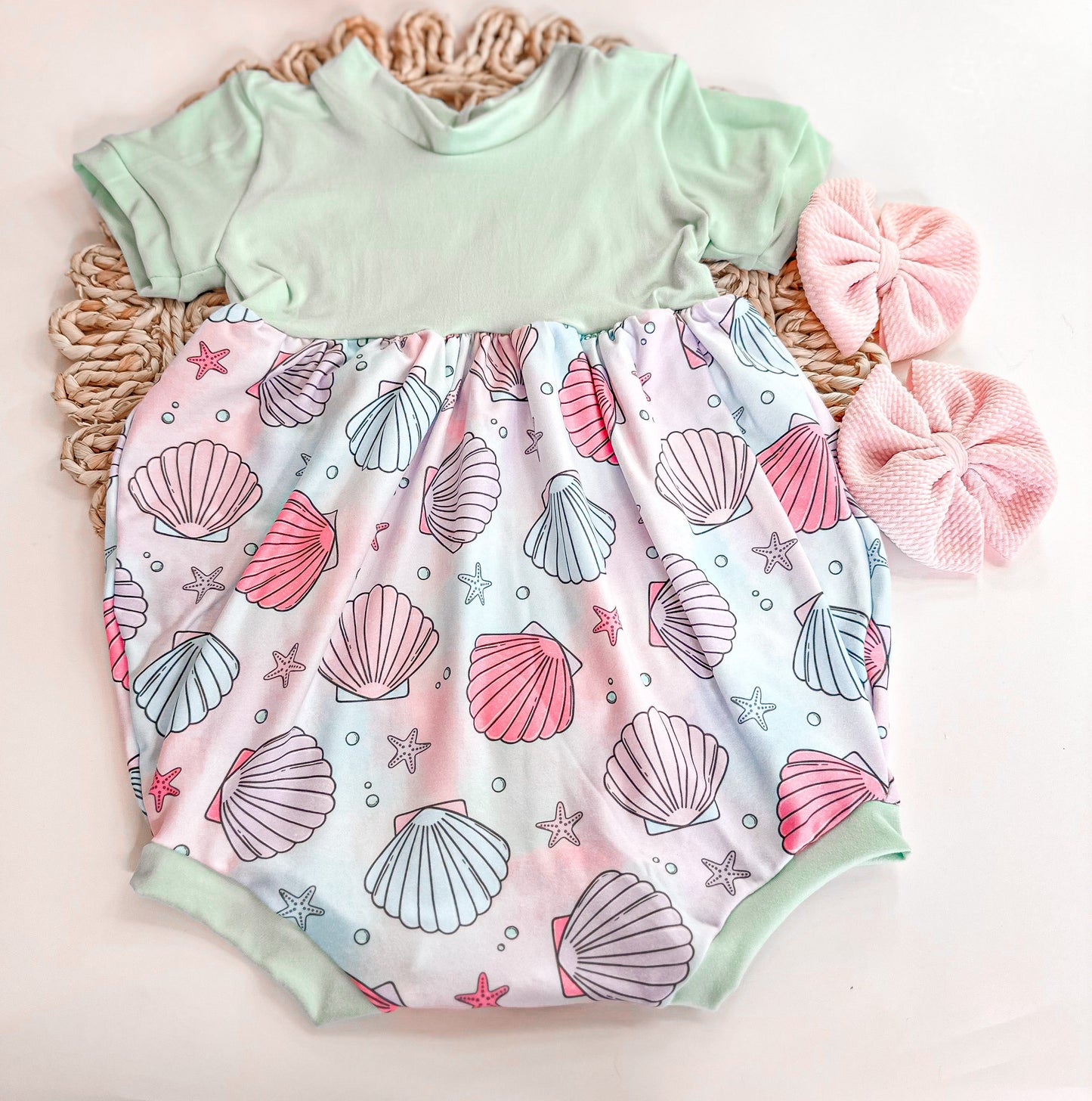 Pastel Shells Bubble Shorts Romper