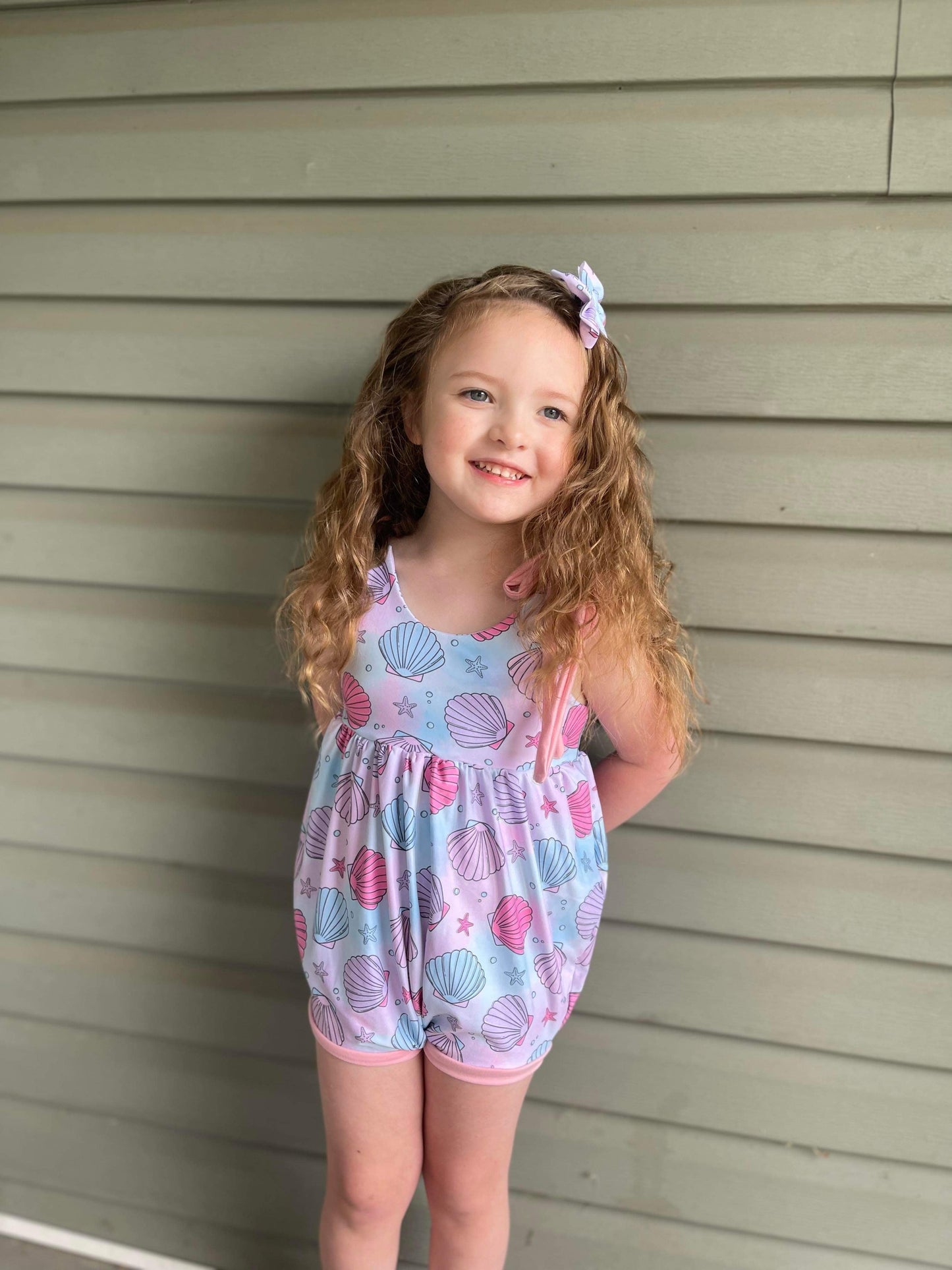 Pastel Shells Bubble Shorts Romper