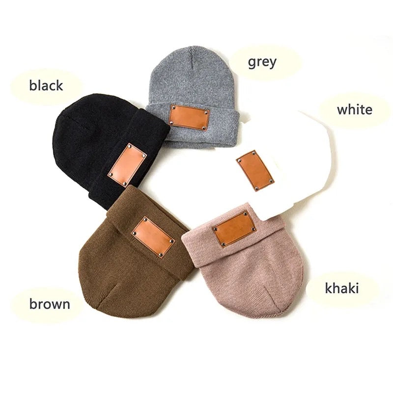 Personalized Leather Patch Beanie