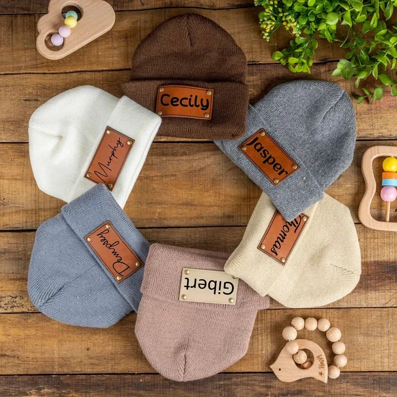 Personalized Leather Patch Beanie