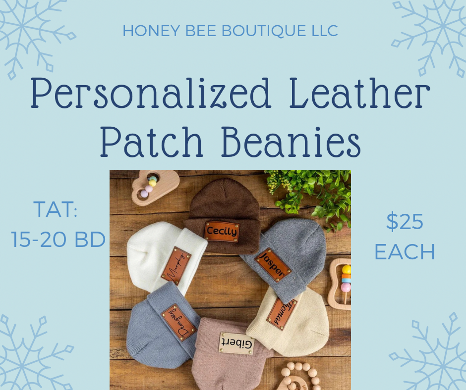Personalized Leather Patch Beanie