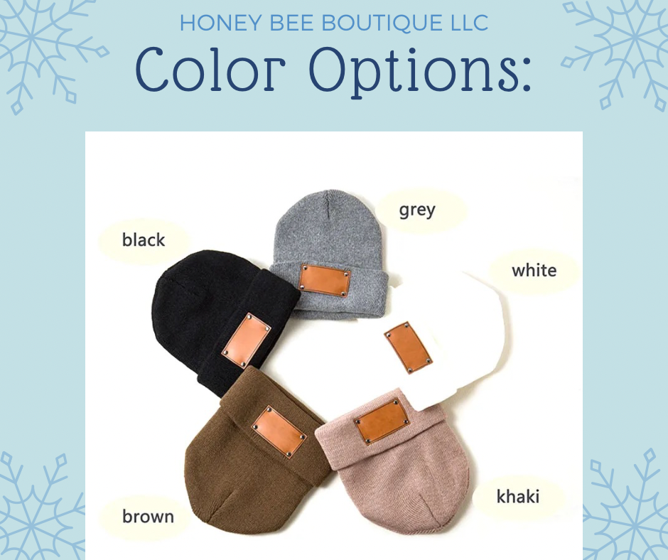 Personalized Leather Patch Beanie