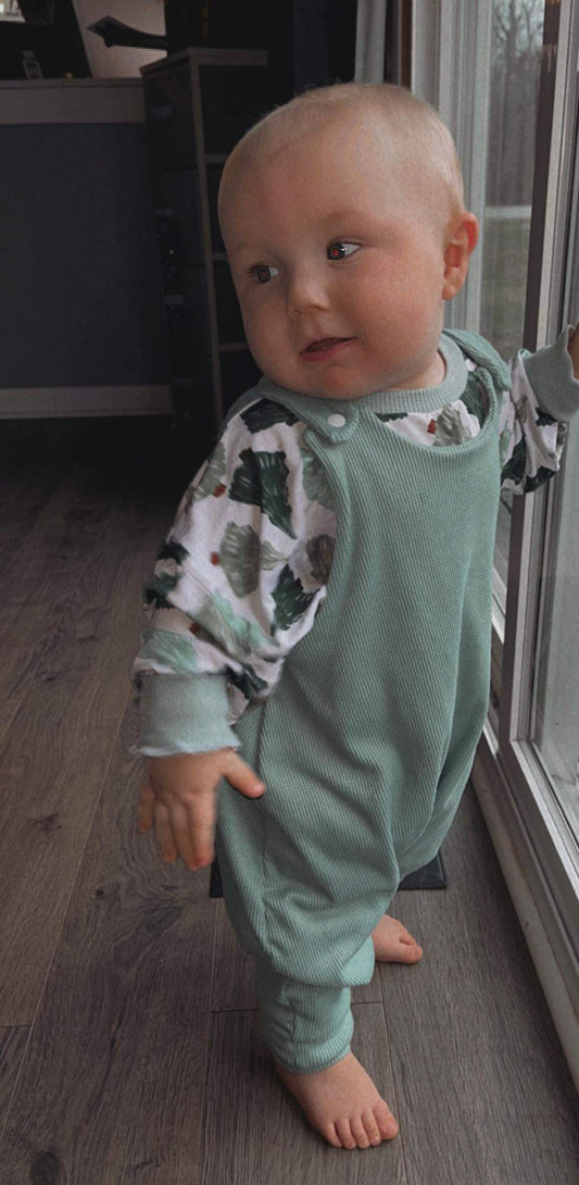 Snap Overall Pants- Thermal Waffle