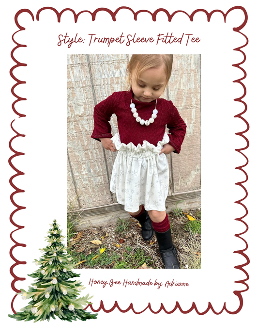 Trumpet Sleeve Fitted Tee- Christmas Drop