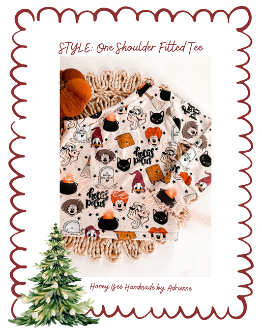 One Shoulder Fitted Tee- Christmas Drop