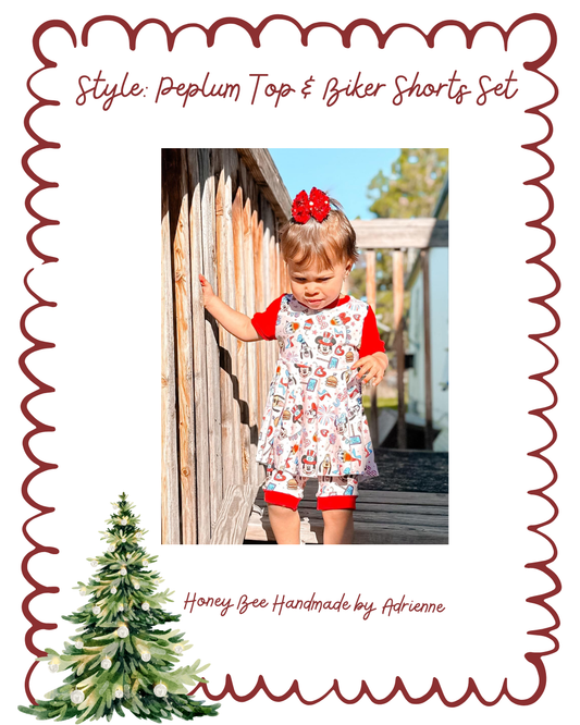 Peplum Top & Biker Shorts Set- Christmas Drop
