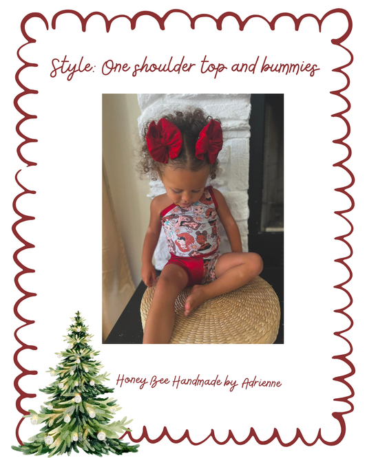 One shoulder top and bummies: Christmas Drop